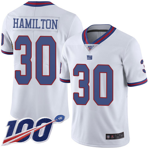 Men New York Giants #30 Antonio Hamilton Limited White Rush Vapor Untouchable 100th Season Football NFL Jersey